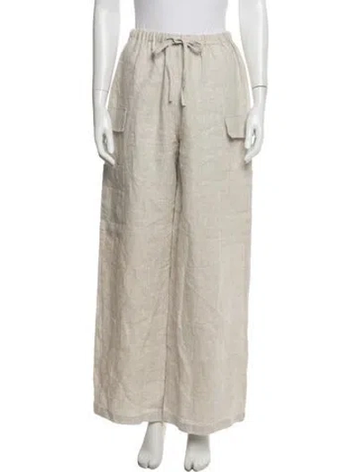 Pre-owned Reformation Linen Wide Leg Pants In Neutral