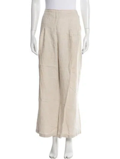Pre-owned Reformation Linen Wide Leg Pants In Neutral