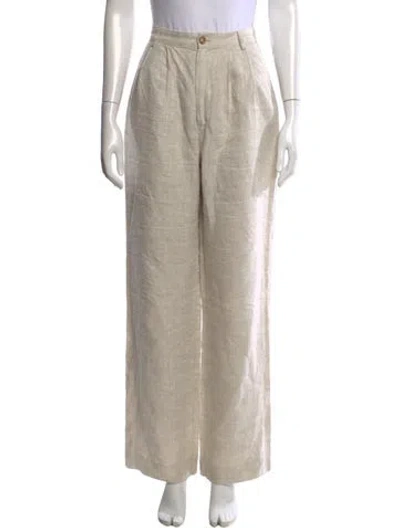 Pre-owned Reformation Linen Wide Leg Pants In Neutral