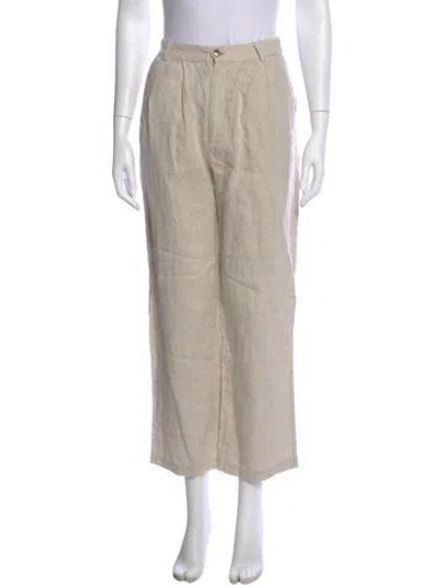 Pre-owned Reformation Linen Wide Leg Pants In Neutral