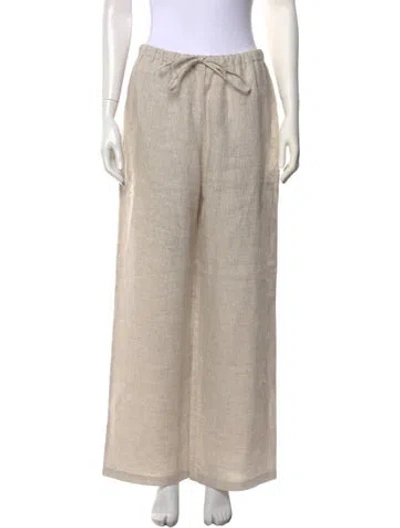 Pre-owned Reformation Linen Wide Leg Pants In Neutral