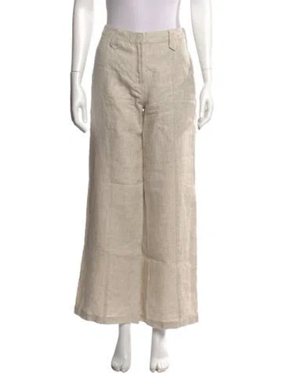 Pre-owned Reformation Linen Wide Leg Pants In Neutral