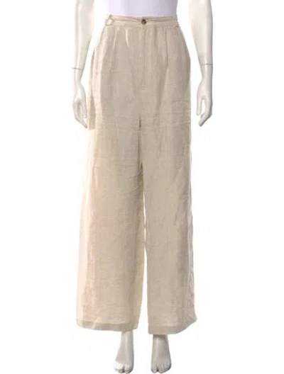 Pre-owned Reformation Linen Wide Leg Pants In Neutral