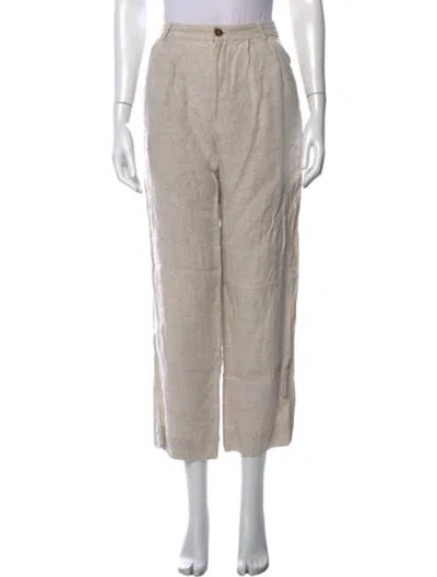 Pre-owned Reformation Linen Wide Leg Pants In Neutral