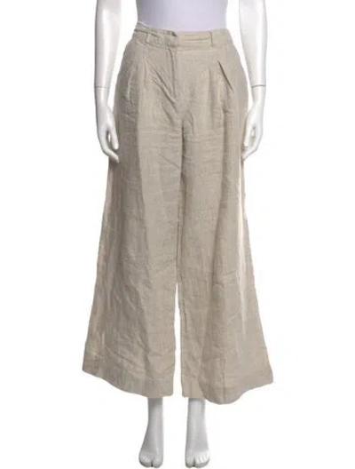 Pre-owned Reformation Linen Wide Leg Pants In Neutrals