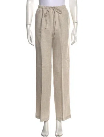 Pre-owned Reformation Linen Wide Leg Pants In Neutrals