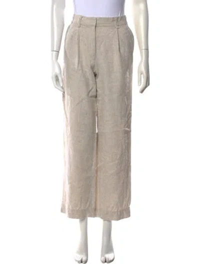 Pre-owned Reformation Linen Wide Leg Pants In Neutrals
