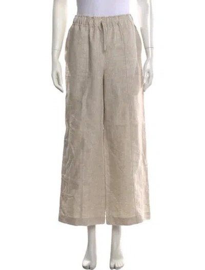Pre-owned Reformation Linen Wide Leg Pants In Neutrals