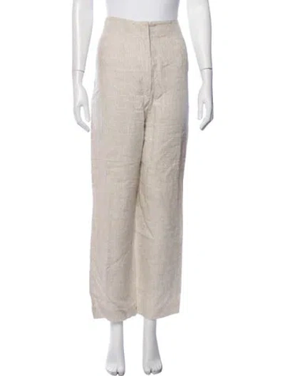 Pre-owned Reformation Linen Wide Leg Pants In Neutrals
