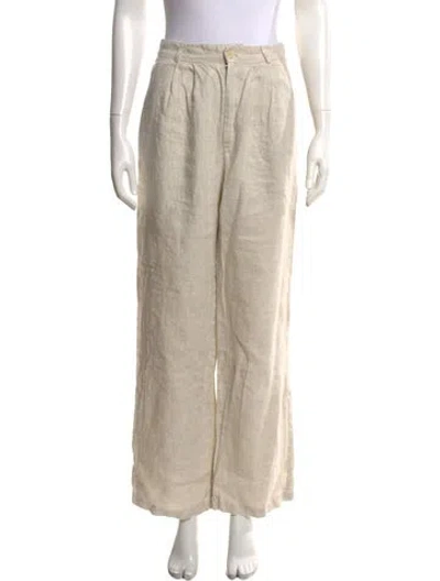 Pre-owned Reformation Linen Wide Leg Pants In Neutrals