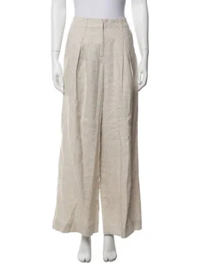 Pre-owned Reformation Linen Wide Leg Pants In Neutrals