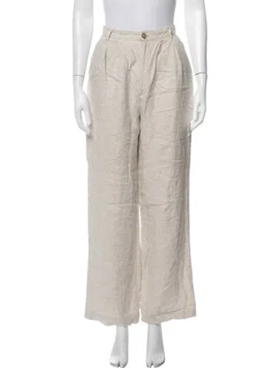 Pre-owned Reformation Linen Wide Leg Pants In Neutrals