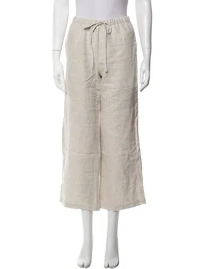 Pre-owned Reformation Linen Wide Leg Pants In Neutrals