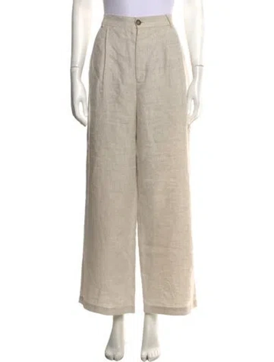 Pre-owned Reformation Linen Wide Leg Pants In Neutrals