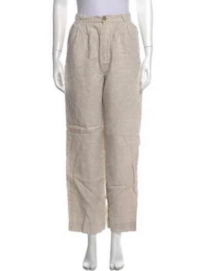 Pre-owned Reformation Linen Wide Leg Pants In Neutrals