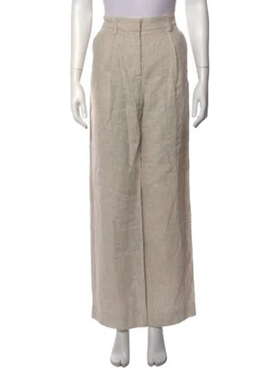 Pre-owned Reformation Linen Wide Leg Pants In Neutrals
