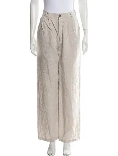 Pre-owned Reformation Linen Wide Leg Pants In Neutrals