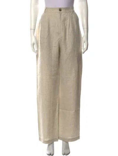 Pre-owned Reformation Linen Wide Leg Pants In Neutrals