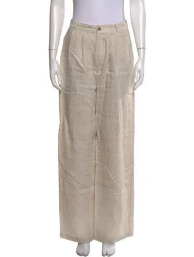 Pre-owned Reformation Linen Wide Leg Pants In Neutrals