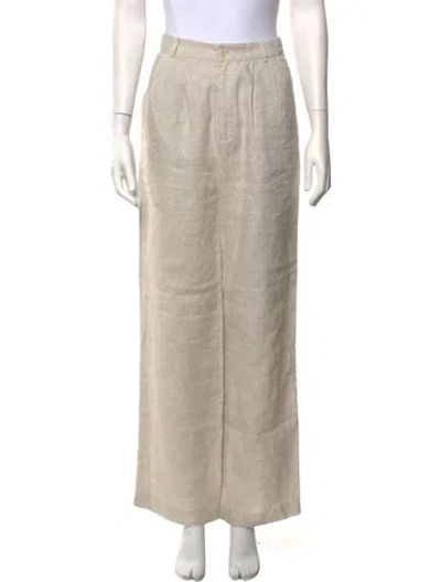 Pre-owned Reformation Linen Wide Leg Pants In Neutrals