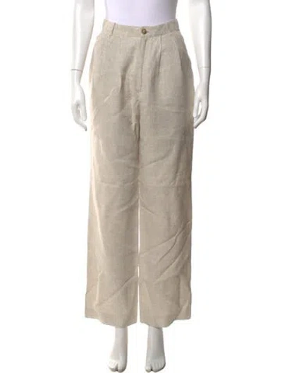 Pre-owned Reformation Linen Wide Leg Pants In Neutrals