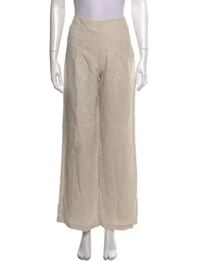 Pre-owned Reformation Linen Wide Leg Pants In Neutrals