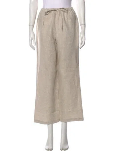 Pre-owned Reformation Linen Wide Leg Pants In Neutrals