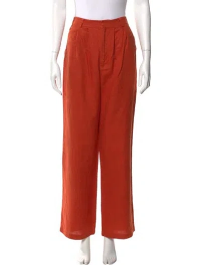 Pre-owned Reformation Linen Wide Leg Pants In Orange