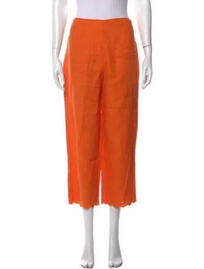 Pre-owned Reformation Linen Wide Leg Pants In Orange