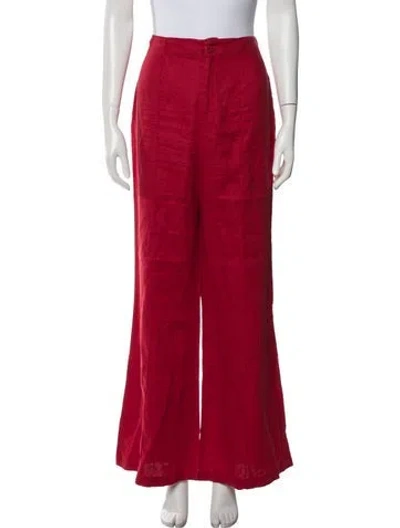 Pre-owned Reformation Linen Wide Leg Pants In Red