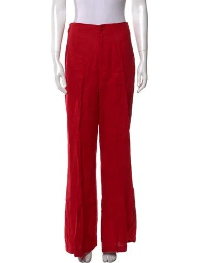 Pre-owned Reformation Linen Wide Leg Pants In Red