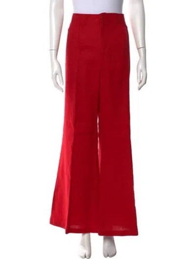 Pre-owned Reformation Linen Wide Leg Pants In Red