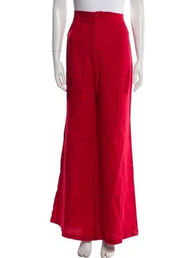 Pre-owned Reformation Linen Wide Leg Pants In Red