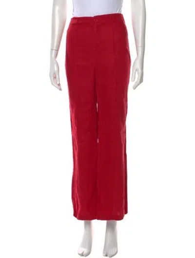 Pre-owned Reformation Linen Wide Leg Pants In Red