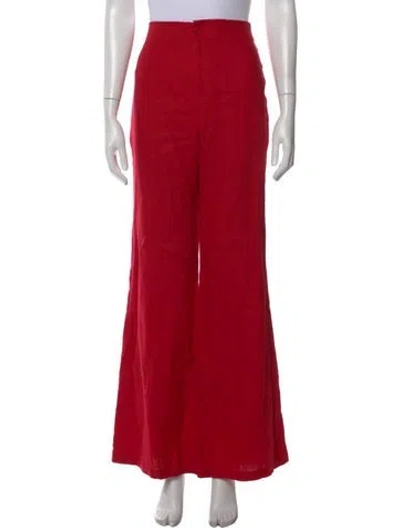 Pre-owned Reformation Linen Wide Leg Pants In Red
