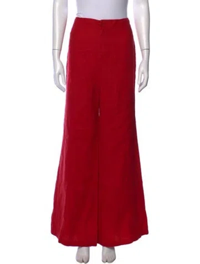 Pre-owned Reformation Linen Wide Leg Pants In Red
