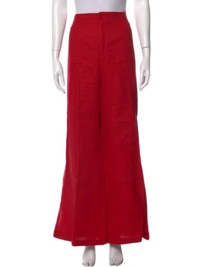 Pre-owned Reformation Linen Wide Leg Pants In Red