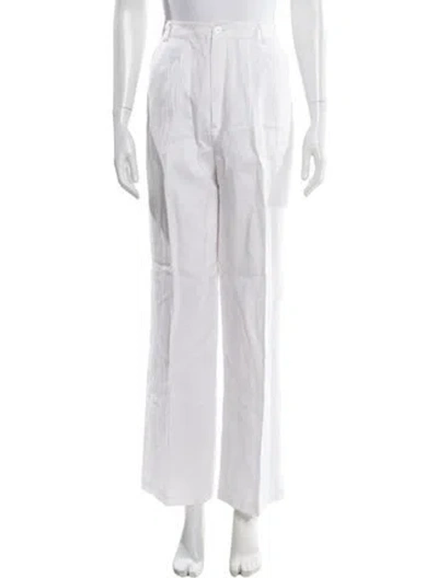 Pre-owned Reformation Linen Wide Leg Pants In White
