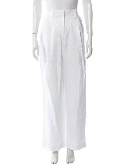 Pre-owned Reformation Linen Wide Leg Pants In White