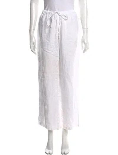 Pre-owned Reformation Linen Wide Leg Pants In White