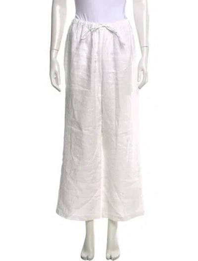 Pre-owned Reformation Linen Wide Leg Pants In White