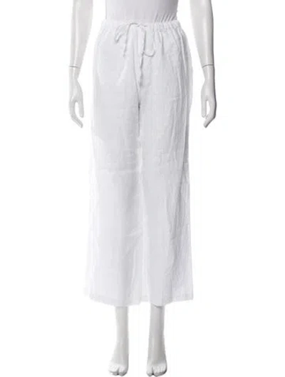 Pre-owned Reformation Linen Wide Leg Pants In White