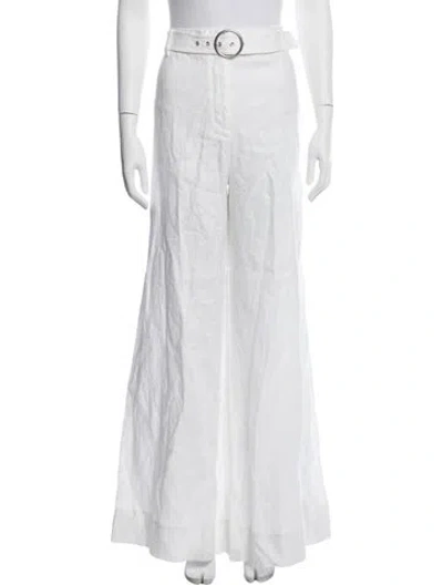 Pre-owned Reformation Linen Wide Leg Pants In White