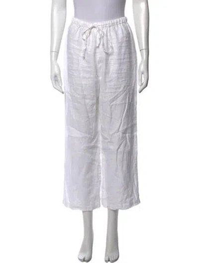 Pre-owned Reformation Linen Wide Leg Pants In White
