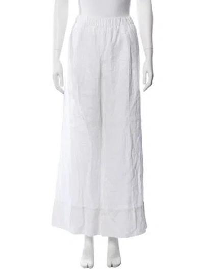 Pre-owned Reformation Linen Wide Leg Pants In White