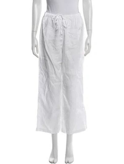 Pre-owned Reformation Linen Wide Leg Pants In White