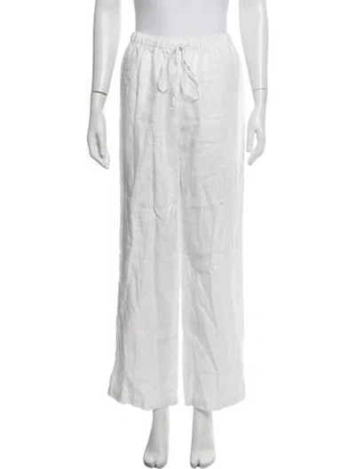 Pre-owned Reformation Linen Wide Leg Pants In White