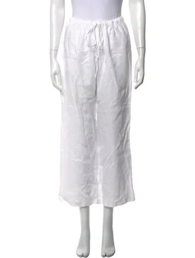 Pre-owned Reformation Linen Wide Leg Pants In White