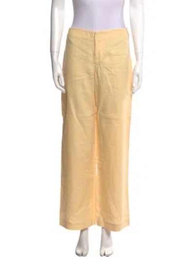 Pre-owned Reformation Linen Wide Leg Pants In Yellow