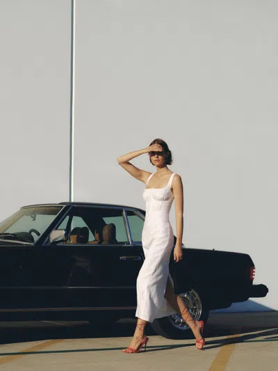 Reformation Lisa Linen Dress Ivory 10 In White
